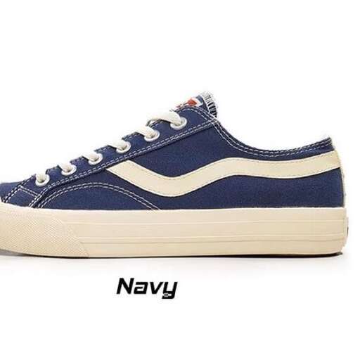 navy blue and white sneakers.