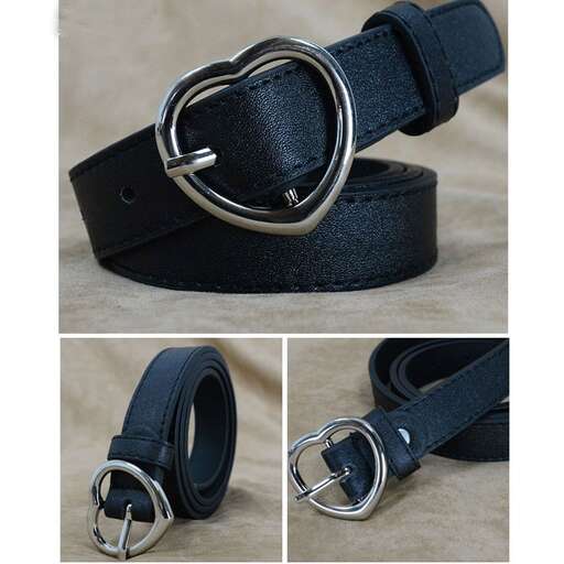 a black leather belt with a buckle