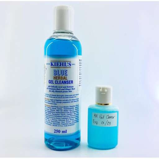 the bottle is a blue color that is used in the medicine cabinet.