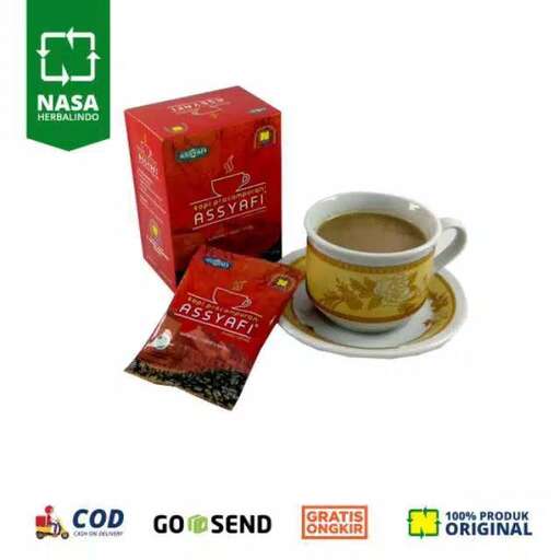 a cup of coffee and a red box of coffee.