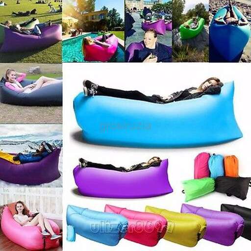 a person laying on a bean bag chair