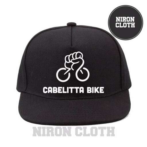 this is a cap that features a logo on the front and back.