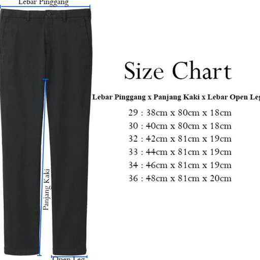 size of a long pants