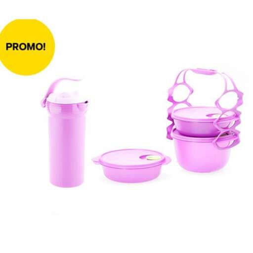 pink kitchen utensils in a pink plastic container