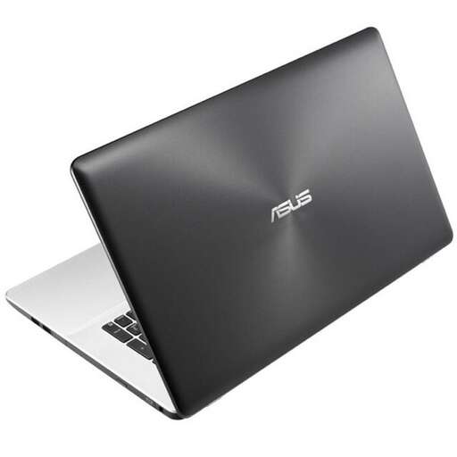 a laptop computer with a logo on the front.