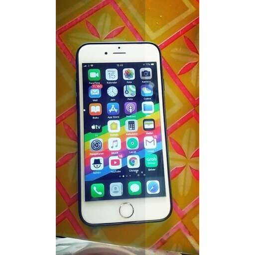a white iphone with a black and white screen.