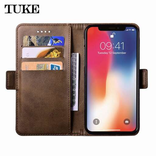 a wallet that is made of leather.