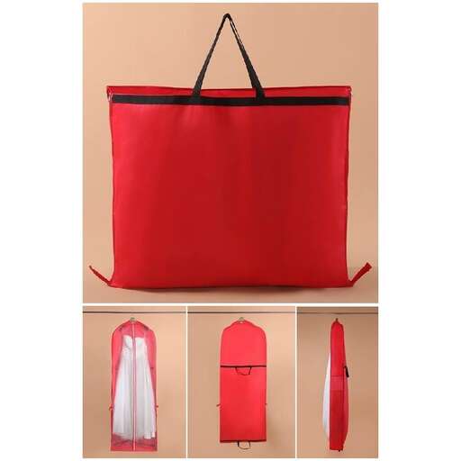 red bag with a black strap