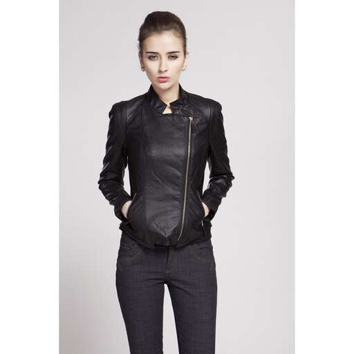 leather jacket with a zipper
