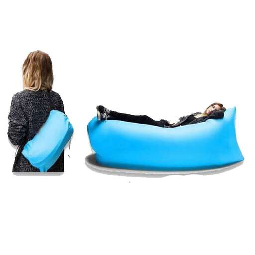 a person with a blue raft in their hands