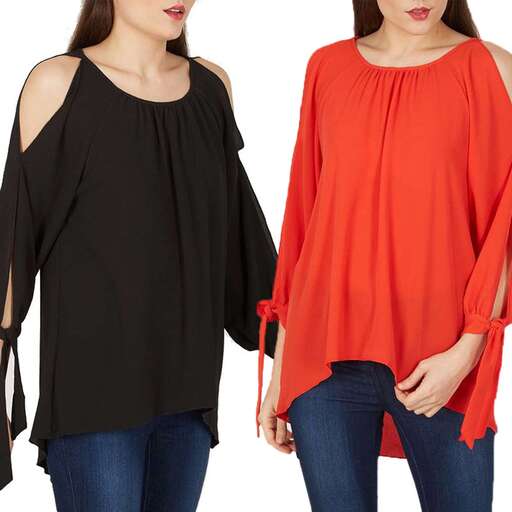 off the shoulder top with jeans and a black top