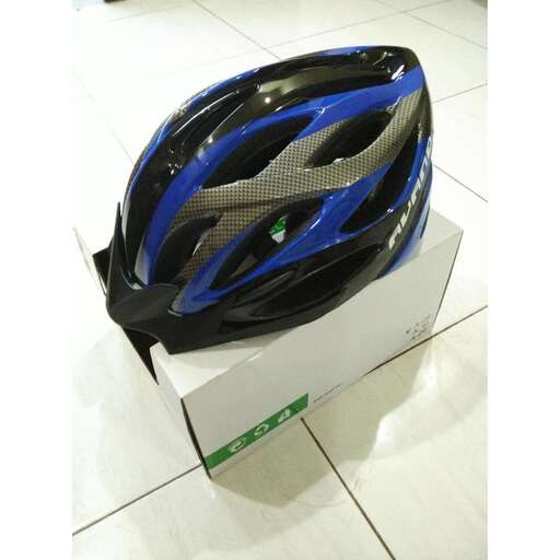 the helmet is in a box.