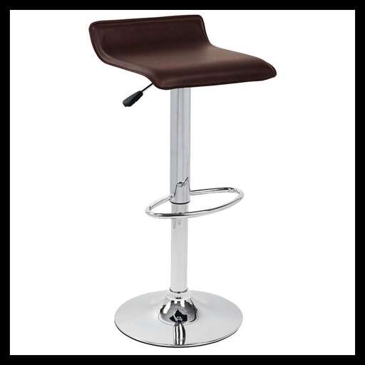 a custom designed bar stool with a leather seat and a metal base.