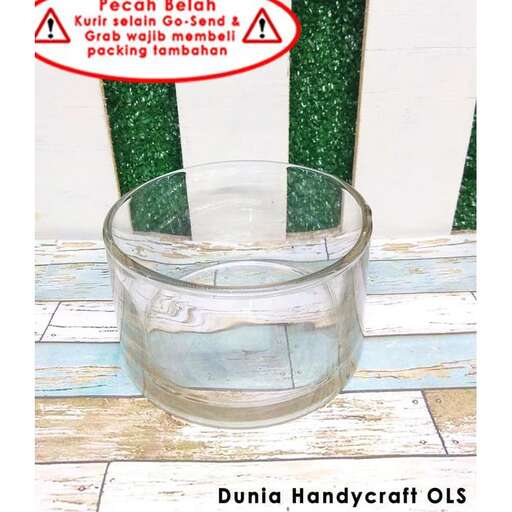 a glass bowl with water and a plant in it.