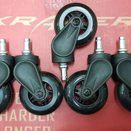 a bunch of black and white wheels.