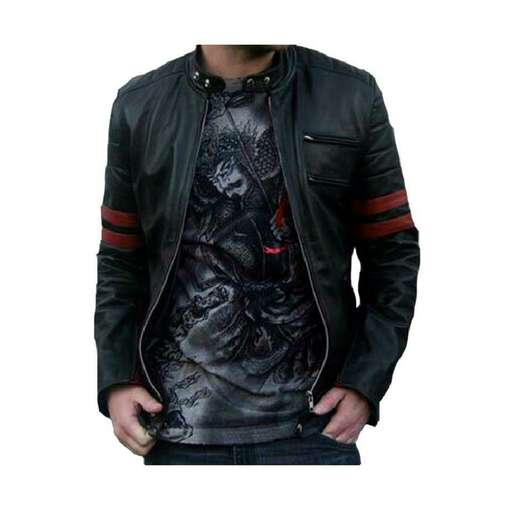 leather jacket with a black leather jacket