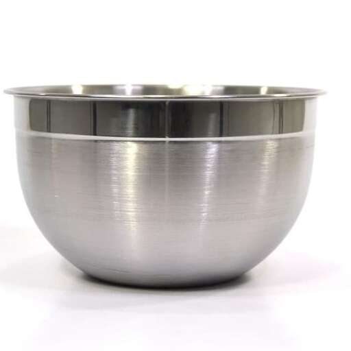 a bowl made of stainless steel.