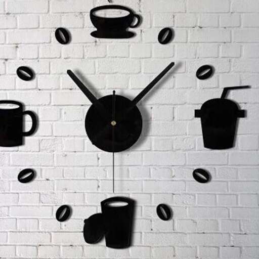 a wall with a clock on it and a mug on it.
