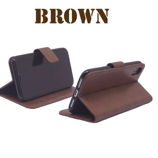 a brown leather wallet with a brown leather case.