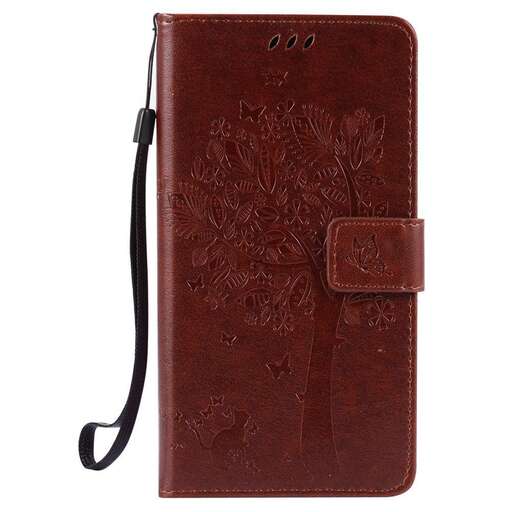 a brown leather wallet with a strap on it.