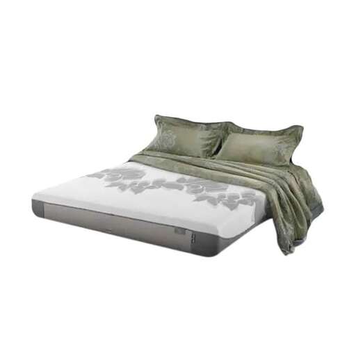 the queen bed in green