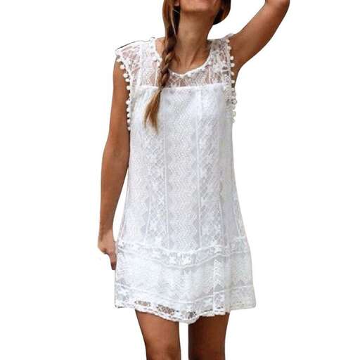 a white lace dress with a hoodie.