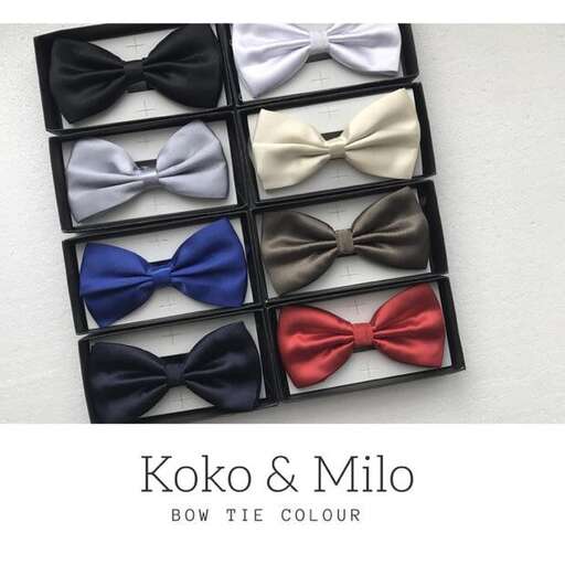 a set of bow ties with different colors.