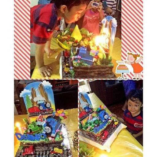 birthday boy in the birthday cake