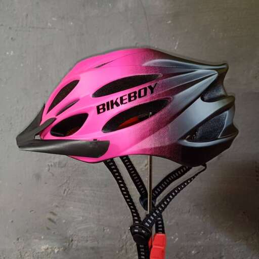 the helmet is a bicycle with a pink finish.