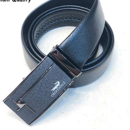 a black leather belt with a strap attached to it.