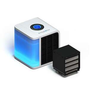 a computer monitor with a blue glow in the dark.