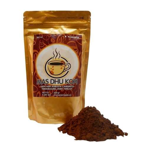 a bag of coffee with a spoonful of cinnamon