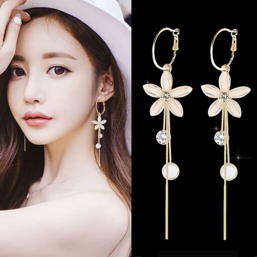 earrings with a flower and pearls