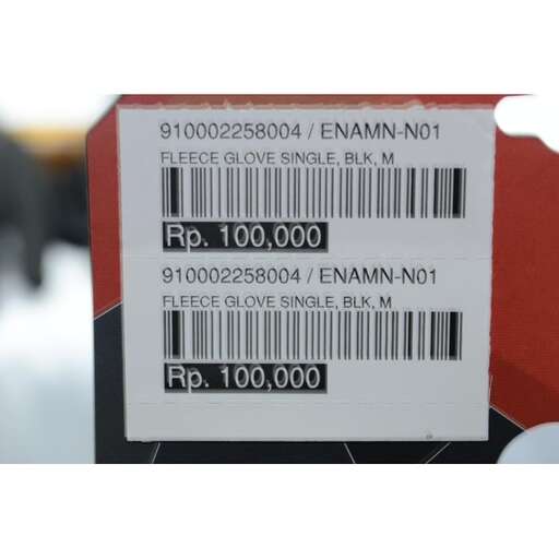 a label shows the price of a product.
