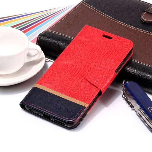 a smart phone case with a red case and a white cup.