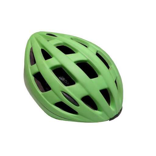 green helmet with a curved design