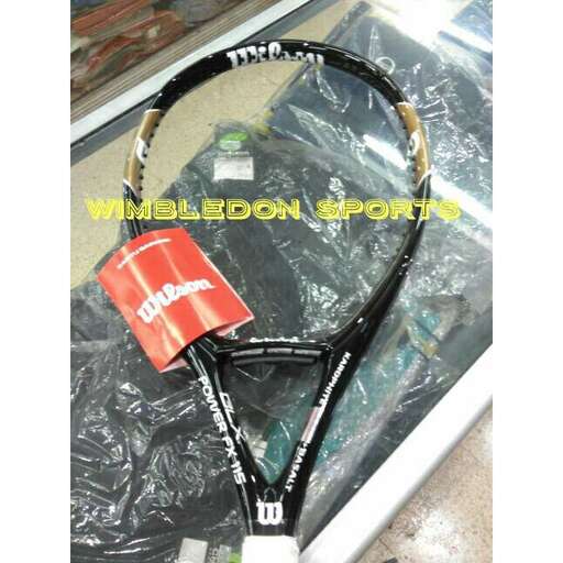 a tennis racket with a tag on it