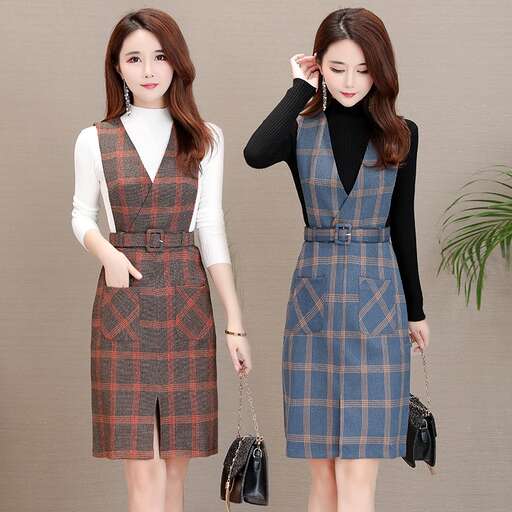 women in a plaid dress