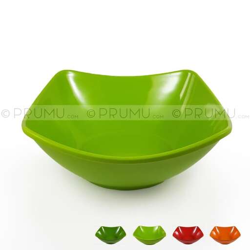 green bowl with a red and green design