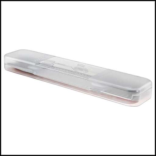a clear plastic case with a lid.