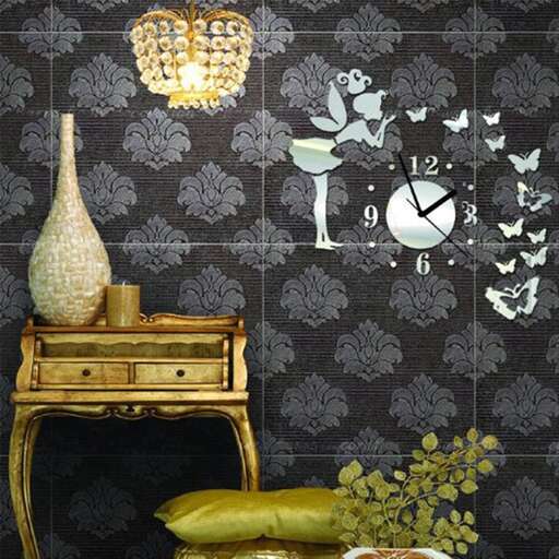 wallpaper with a vase and a clock