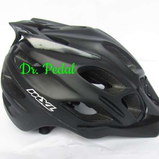 a black helmet with a green logo on it.