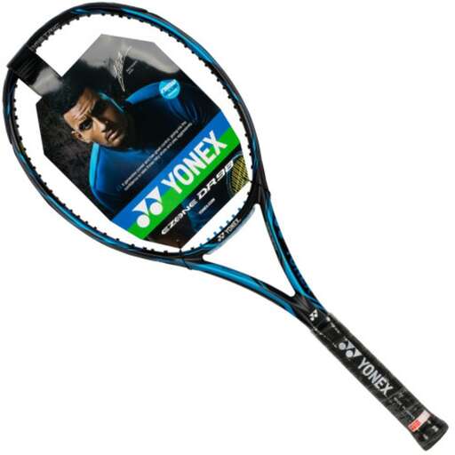 a tennis racket with a picture of a man on it.