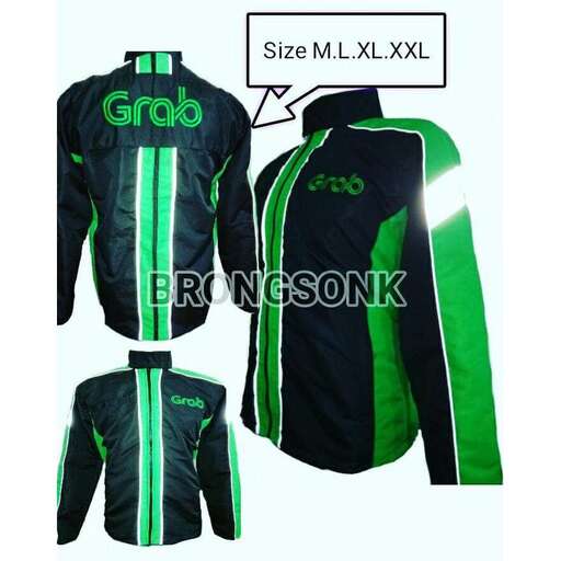 a green and black sports jacket with a hoodie.