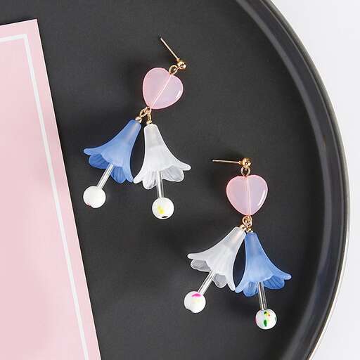 earrings in blue and white