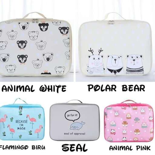 a bag that has a picture of a polar bear on it.