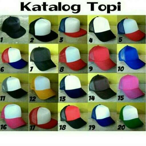 a set of hats with different colors.