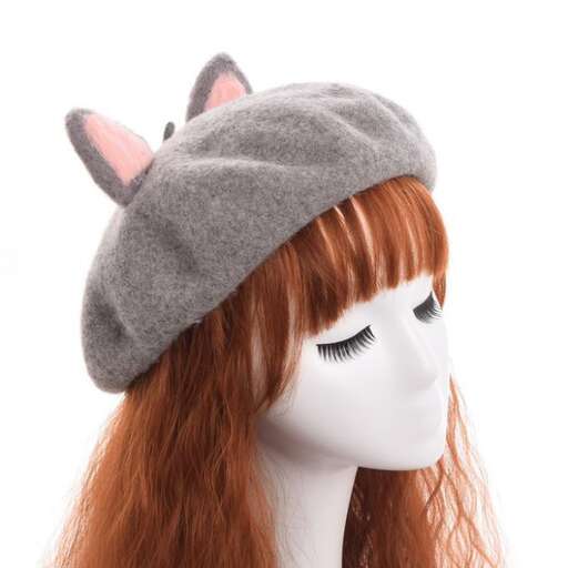 grey hat with ears and ears
