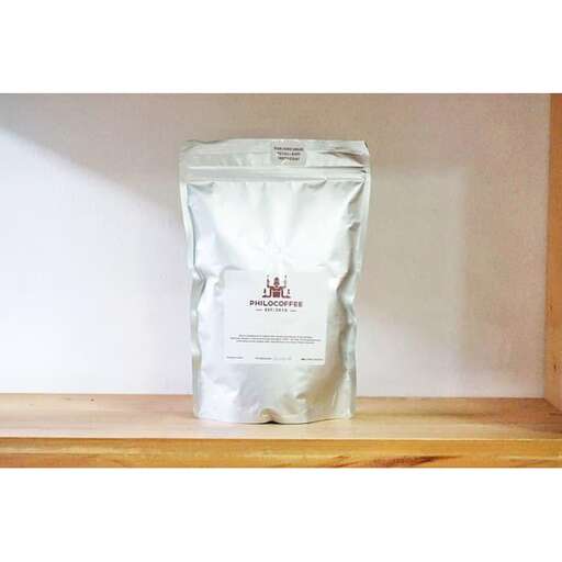 a bag of coffee on a shelf