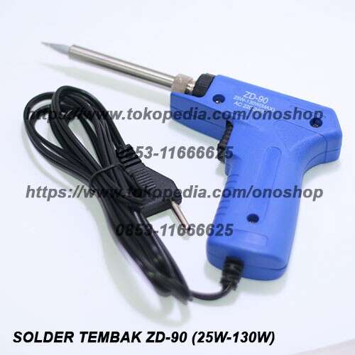 a blue drill is attached to a cord.